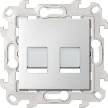 Розетка для передачи данных 2xRJ45 Cat.5e UTP цвета алюминий S24 Harmonie