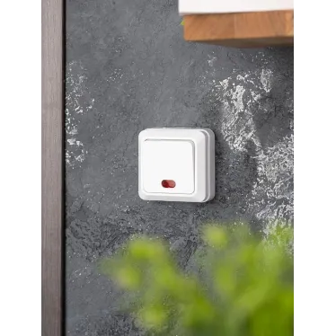 Рим Выключатель одноклавишный с индикатором 10А белый