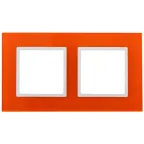 Рамка на 2 поста, стекло, Эра Elegance, оранжевый+бел, 14-5102-22