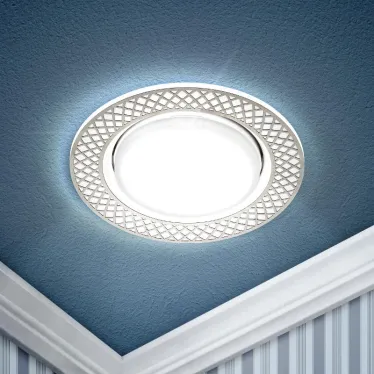 Светильник под лампу Gx53 круглый,220V,13W,белый/хром KL79 WH/CH