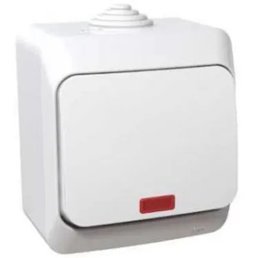 ЭТЮД Выключатель одноклавишный наружный с подсветкой IP44 белый