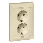 VALENA Розетка двойная с заземлением со шторками слоновая кость