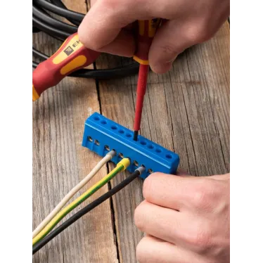 Шина 0 N (6х9мм) 10 отверстий латунь синий изолированный корпус на DIN-рейку PROxima