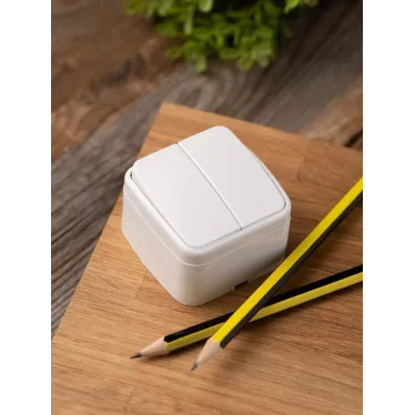 Выключатель Минск двухклавишный ОП 10А белый