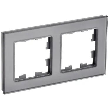 BRITE Рамка 2 поста РУ-2-2-БрСе стекло серый
