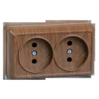ОКТАВА Розетка двойная наружная без заземления дуб