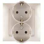 15 Розетка двойная скрытая с заземлением 2х2Р+Е 16А 250В винтовые зажимы шампань
