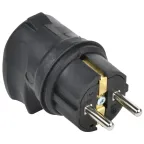 Вилка с боковым вводом 16А IP44 каучук черная GENERICA