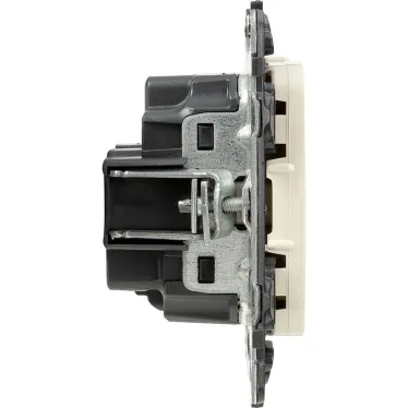 Valena ALLURE Розетка силовая 2К+З 16А 250В со шторками безвинтовые зажимы с лицевой панелью слоновая кость