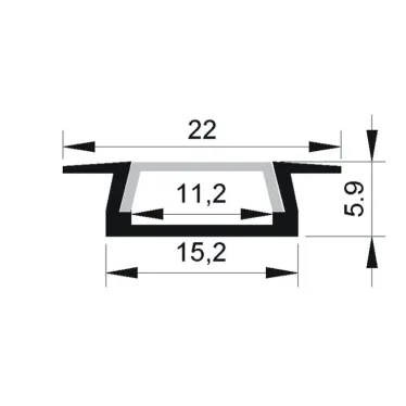Профиль к LED ленте PAL 2206 врезной анодированный (2м)