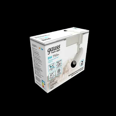 Светильник светодиодный трековый на шинопровод ДПО 8 Вт 750 лм 4000К AC 220В Белый IP20 D110х155мм однофазный угол 36 грд Track Gauss