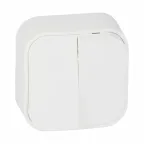 Quteo Выключатель двухклавишный наружный белый 10А