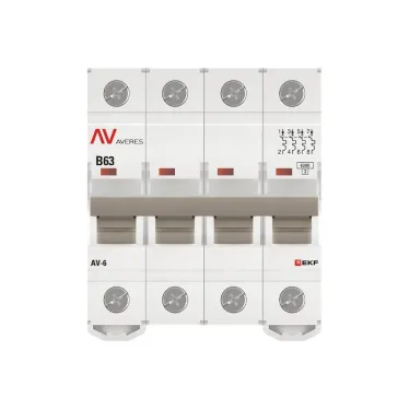 Выключатель автоматический AV-6 4P 63A (B) 6kA AVERES
