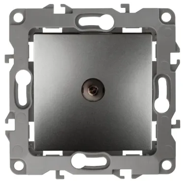 Розетка TV проходная, Эра12, графит, 12-3102-12