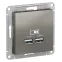 Розетка ATLASDESIGN USB 5В 1 порт x 2,1 А 2 порта х 1,05 А механизм сталь