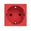 Розетка 45х45 (2 модуля), с заземлением, красная, прямая