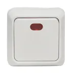 Рим Выключатель одноклавишный с индикатором 10А белый