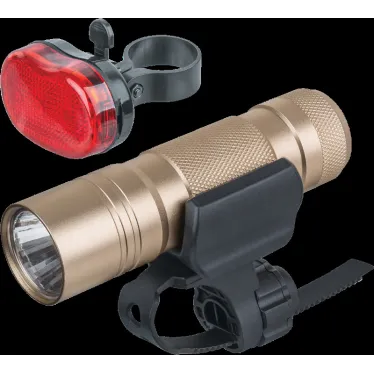 Фонарь светодиодный NPT-B04-5AAA 1LED 1Вт+4LED 0.3Вт велосипедный набор металл+пластик