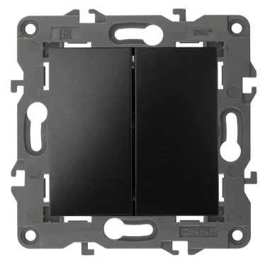 Выключатель двойной, 10АХ-250В, Эра Elegance, антрацит,14-1104-05
