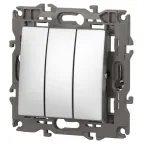 Выключатель тройной, 10АХ-250В, Эра Elegance, алюминий,14-1107-03