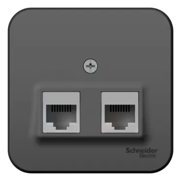 Розетка BLANCA наружная двойная компьютерная RJ45, кат.5e, с изолирующей пластиной, антрацит