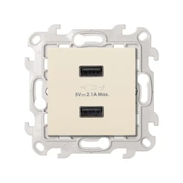 Зарядное устройство розетка 2хUSB, слоновая кость