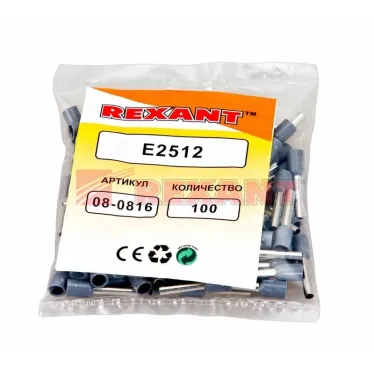 Наконечник штыревой втулочный изолир F-12 мм 2.5 кв мм (НШВи 2.5-12) синий, REXANT