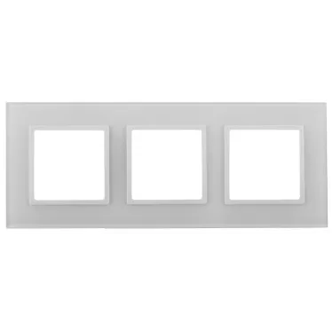 Рамка для розеток и выключателей Elegance 14-5103-01 на 3 поста, стекло, Эра Elegance, белый+белый