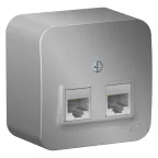 Розетка BLANCA наружная двойная компьютерная RJ45, кат.5e, с изолирующей пластиной, алюминий