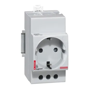 Розетка на DIN-pейку 2K+Т немецкий стандарт 10/16А