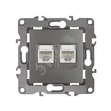 Розетка информационная двойная 2XRJ45, Эра12, графит, 12-3108-12