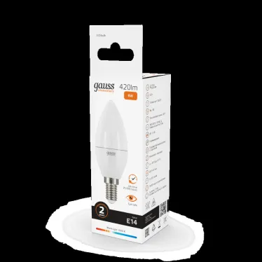 Лампа светодиодная LED 6 Вт 420 лм 3000К свеча теплый E14 AC 220В Elementary Gauss