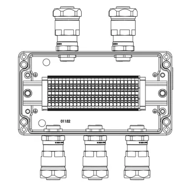 Взрывозащищенная клеммная коробка из алюминия TBE-A-14 -(25xHMM.2) -2x6018ANP22BKM2SB(A) - 3x6018ANP22BKM2SB(C)1Ex e IIC Т5 Gb / Ex tb IIIC T95°C Db IP66