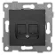 Розетка компьютерная и телефонная RJ45, RJ12 Bravo, механизм, графит