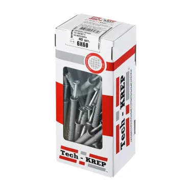 Дюбель-гвоздь 6х60 потайной бортик, полипропилен (40шт)