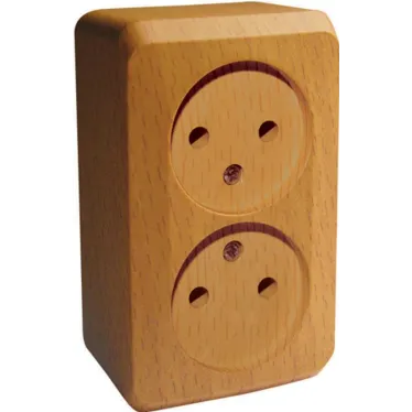 ЭТЮД Розетка двойная наружная без заземления без шторок Бук