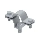 Держатель токоотвода HVI для настенного монтажа с помощью зажима с двумя болтами. Материал - горячеоцинкованная сталь.