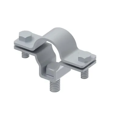 Держатель токоотвода HVI для настенного монтажа с помощью зажима с двумя болтами. Материал - горячеоцинкованная сталь.