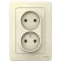 BLANCA скрытой установки розетка двойная без заземления без шторок, 16А, 250В, молочный