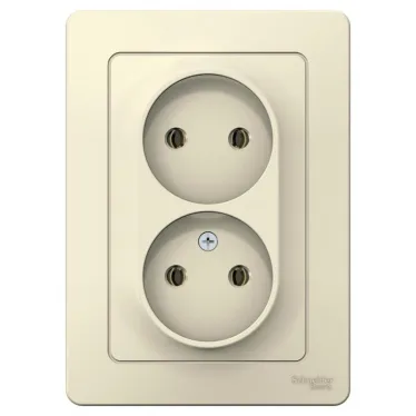 BLANCA скрытой установки розетка двойная без заземления без шторок, 16А, 250В, молочный