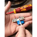 Шина 0 N (6х9мм) 6 отверстий латунь синий угловой изолятор PROxima