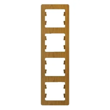 GLOSSA Рамка 4 поста вертикальная дуб