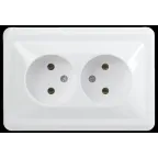 Розетка РС12-2-ВБ двухместная без заземляющего контакта без защитных шторок 10А ВЕГА белый