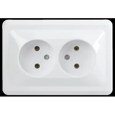 Розетка РС12-2-ВБ двухместная без заземляющего контакта без защитных шторок 10А ВЕГА белый