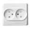 ЭТЮД Розетка двойная скрытая без заземления со шторками белая