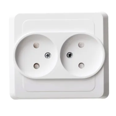 ЭТЮД Розетка двойная скрытая без заземления со шторками белая