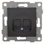 Розетка компьютерная RJ45 Ugra, механизм, двойной, графит