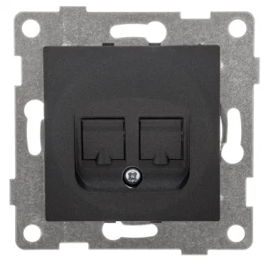 Розетка компьютерная RJ45 Ugra, механизм, двойной, графит