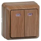 Выключатель ВС20-2-1-ОД двухклавишный с индикацией 10А Октава дуб