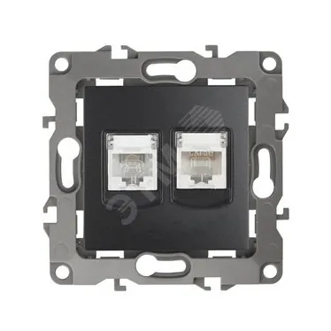 Розетка комбинированная RJ45+RJ11, Эра12, антрацит, 12-3109-05